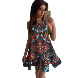Robe imprimée courte et ample