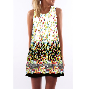 Robe imprimée à col rond sans manches