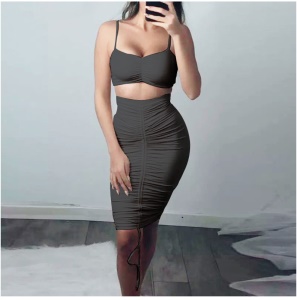 Ensemble mini haut  + jupe courte rétractable