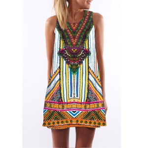 Robe  sans manches décolletée avec col rond