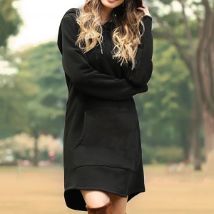Sweat long évasé à capuche style robe