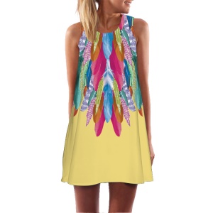 Robe sans manche motifs colorés avec col rond