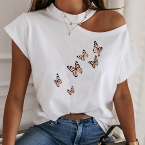 T-shirt femme avec épaule ouverte