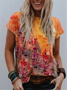 T-shirt multicolore à motif fleuri