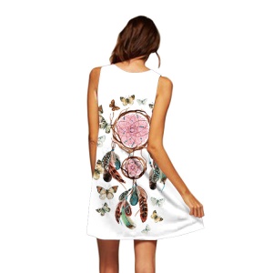 Robe courte sans manches et à col rond