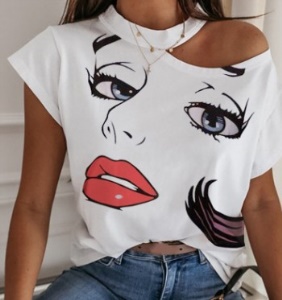 T-shirt femme avec épaule ouverte