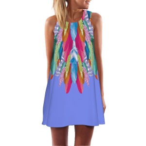 Robe sans manche motifs colorés avec col rond