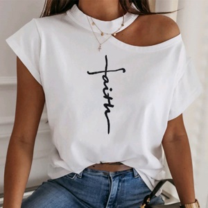 T-shirt femme avec épaule ouverte