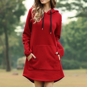 Sweat long évasé à capuche style robe