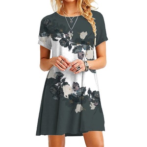 Robe à manches courtes et col rond imprimé de style européen et américain ultra-court pelucheux robe de princesse pour Amazon 2019