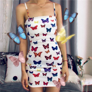 Robe imprimée avec bretelles et dos ouvert