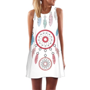 Robe sans manches imprimé col rond