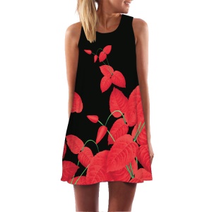 Robe sans manche motifs colorés avec col rond