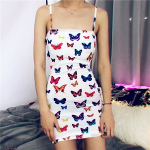 Robe imprimée avec bretelles et dos ouvert