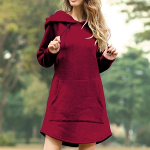 Sweat long évasé à capuche style robe