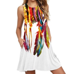 Robe ample décolletée sans manches  avec poches