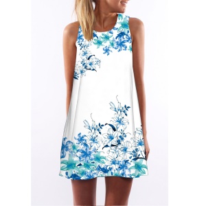 Robe imprimée à col rond sans manches