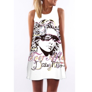 Robe imprimée à col rond sans manches