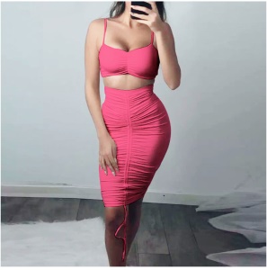 Ensemble mini haut  + jupe courte rétractable