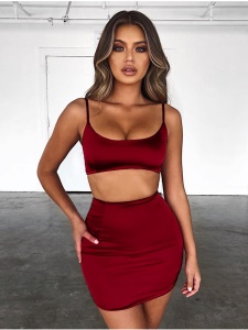Ensemble mini haut spencer +mini jupe couleur unie