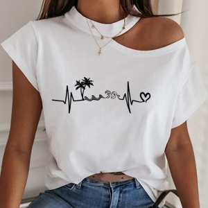 T-shirt femme avec épaule ouverte