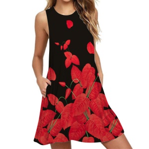 Robe ample décolletée sans manches  avec poches