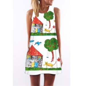 Robe courte sans manches et à col rond