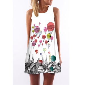 Robe sans manches à col rond et motif  ballon
