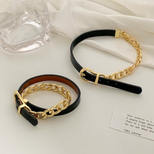 Collier-bracelet en cuir et et maille