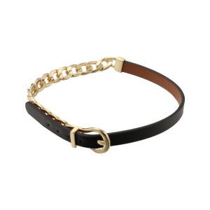 Collier-bracelet en cuir et et maille