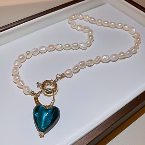 Collier de perle pendentif en cœur