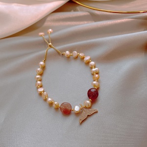 Bracelet de perles réglable pendantif en queue de poisson