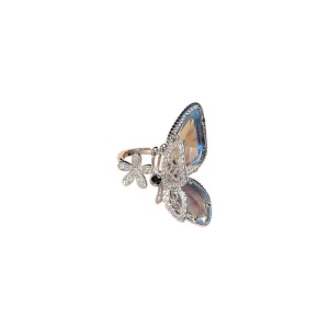 Anneau déco papillon et fleur