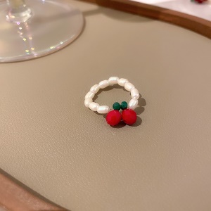 Bague de perles à motif fruité et fleuri