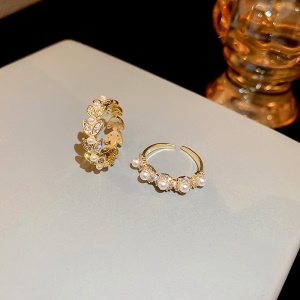 Bague ouvert avec perle et diamant  artificiels bijoux pour femme
