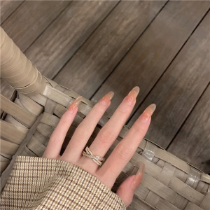 Bague simple ouverte en zircon avec diamant incrusté