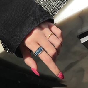 Bague réglable à motif d'huile dégoulinante de texture irrégulière