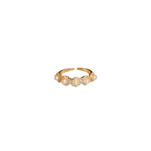 Bague ouvert avec perle et diamant  artificiels bijoux pour femme