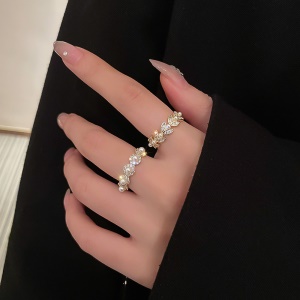 Bague ouvert avec perle et diamant  artificiels bijoux pour femme