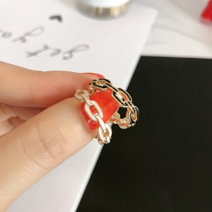 Coréenne Vintage Simple Géométrique Noir et Blanc Chaîne Anneau Net Rouge Nouveau Anneau Mode Tempérament Marée Personnalité Joint Anneau