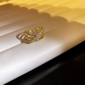 Bague ouverte en diamant plaqué avec or véritable