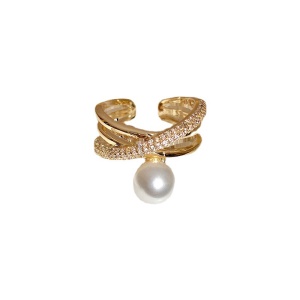 Bague ouverte en diamant plaqué avec or véritable