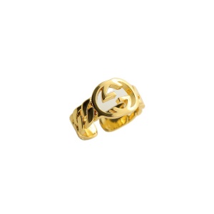 Bague simple élégante ouverte avec lettre plaqué avec de l'or véritable