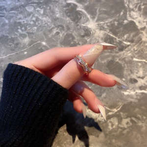 Bague ouverte avec diamant plaqué avec or véritable