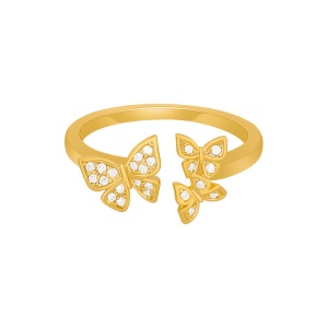 Bague à motif fleuri et  incrustée de diamants artificiels