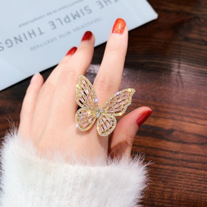 Luxe super féerique zircon papillon ouverture index bague ins marée coréenne Dongdaemun net rouge froid indifférent vent bague femme