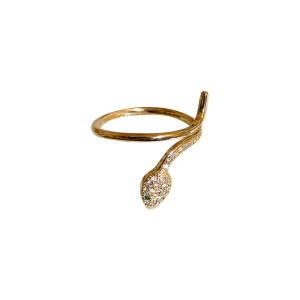 Bague ouverte en forme de petit serpent avec diamant incrusté