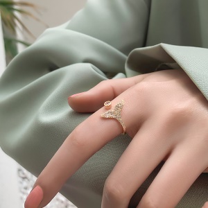 Bague ouverte en forme de queue de poissononnalité Index Anneau ins Tide Anneau High Cold Simple Anneau Anneau Queue Anneau Femme