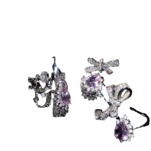Bague ouvert stylé en pierres précieuses artificielles incrustées