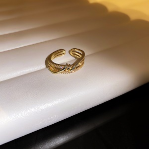 Bague ouverte en diamant plaqué avec or véritable